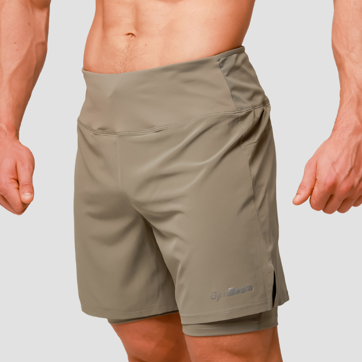 GymBeam Pantaloni scurți de alergare 2in1 Pulse Vetiver · záber 6