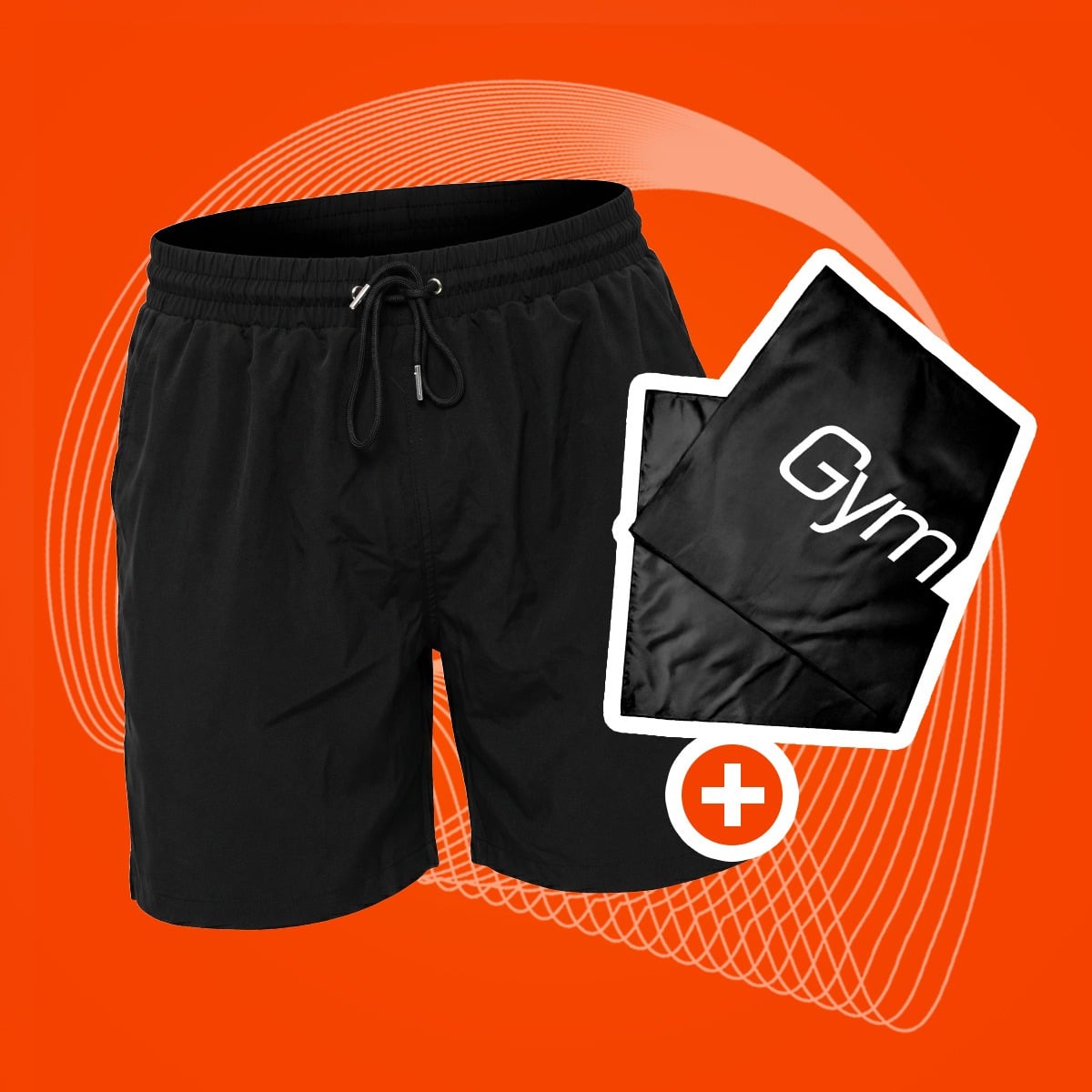 Șort de baie pentru bărbați Black - GymBeam + cadou