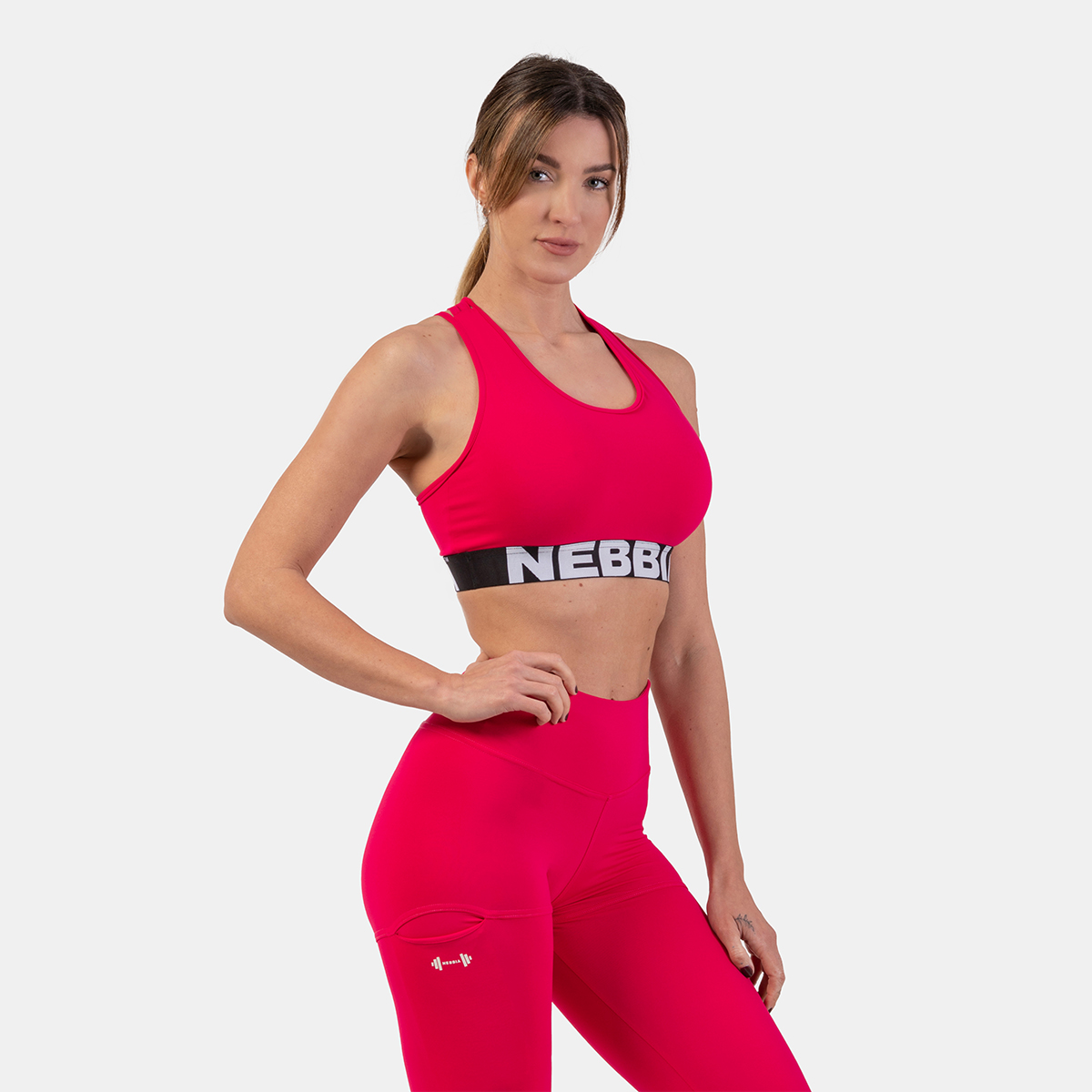 Sutien sport Medium Impact Cross Back Pink - NEBBIA
