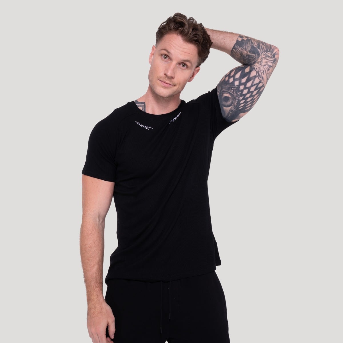 Tricou Tribal Ribbed Black - GymBeam