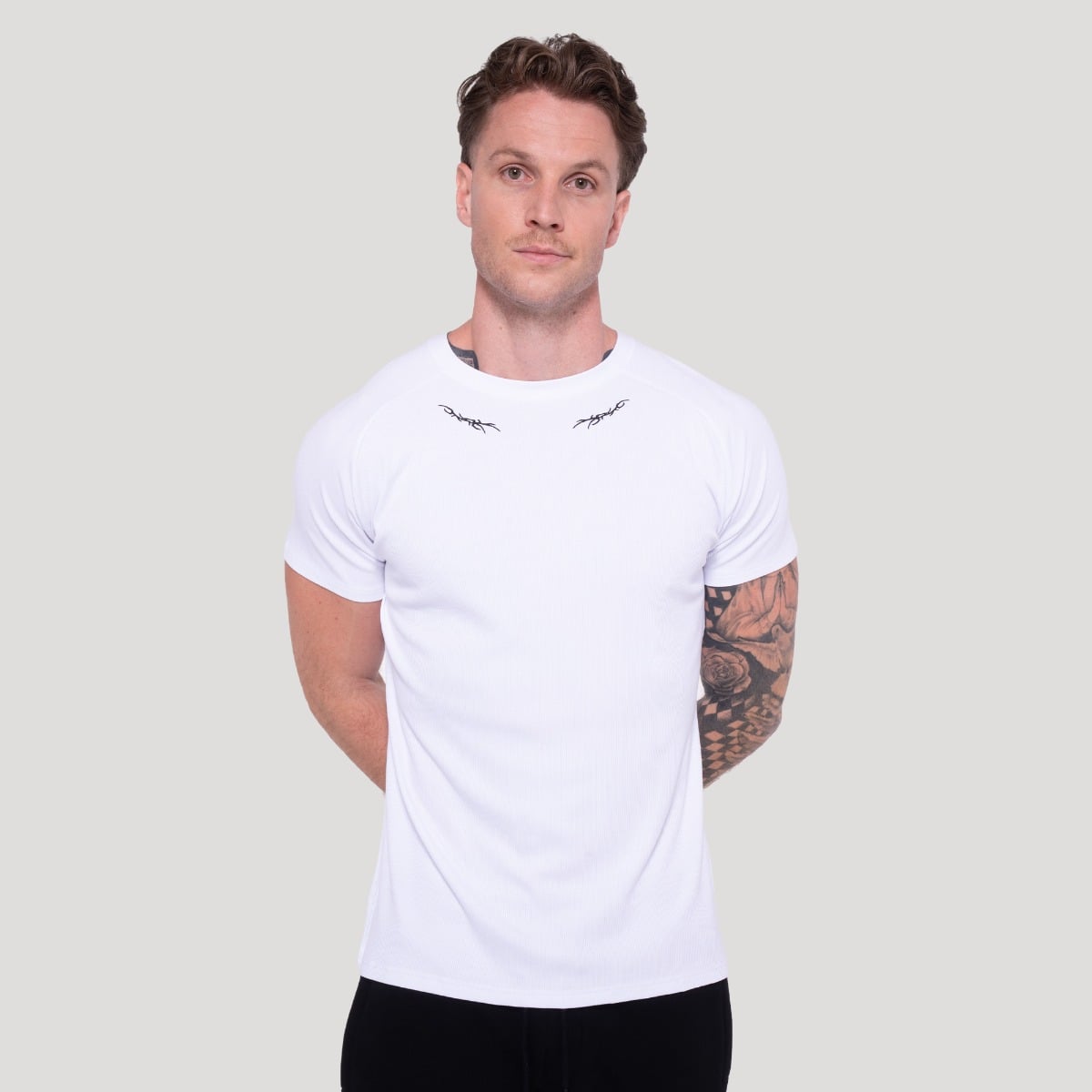 Tricou Tribal Ribbed White - GymBeam
