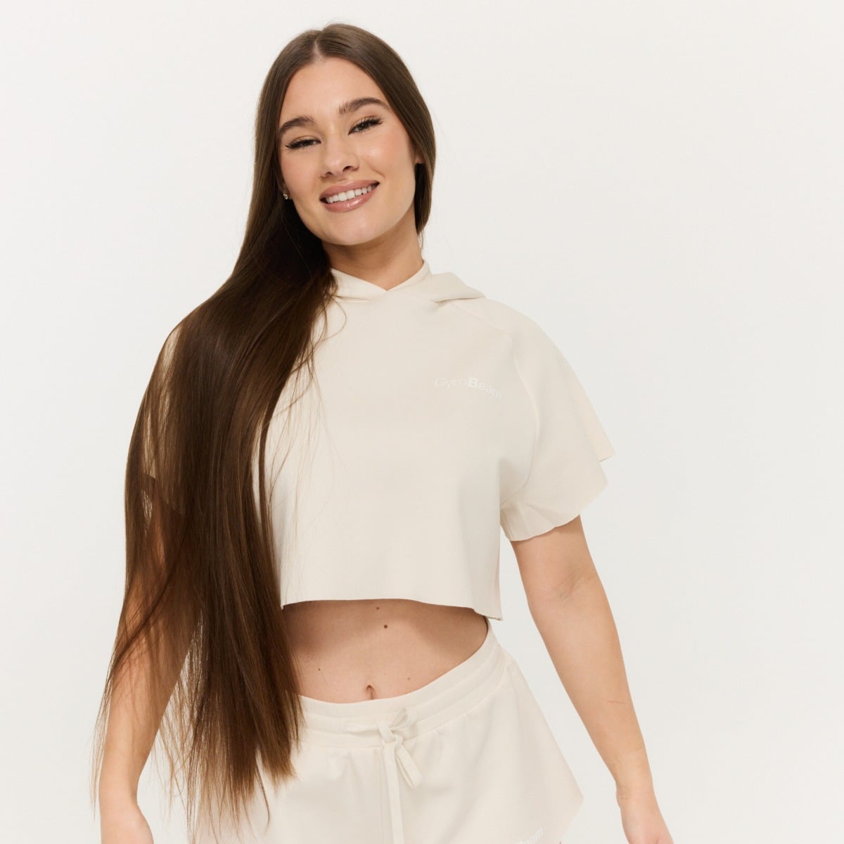 Hanorac pentru femei Relay Cropped Pearl - GymBeam