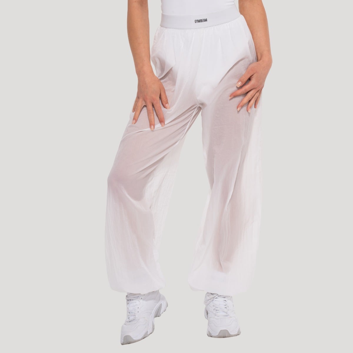 Pantaloni sport pentru femei Flow White - GymBeam