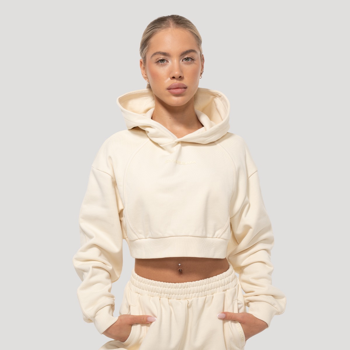 Hanorac pentru femei Cropped Mochi Cream - GymBeam