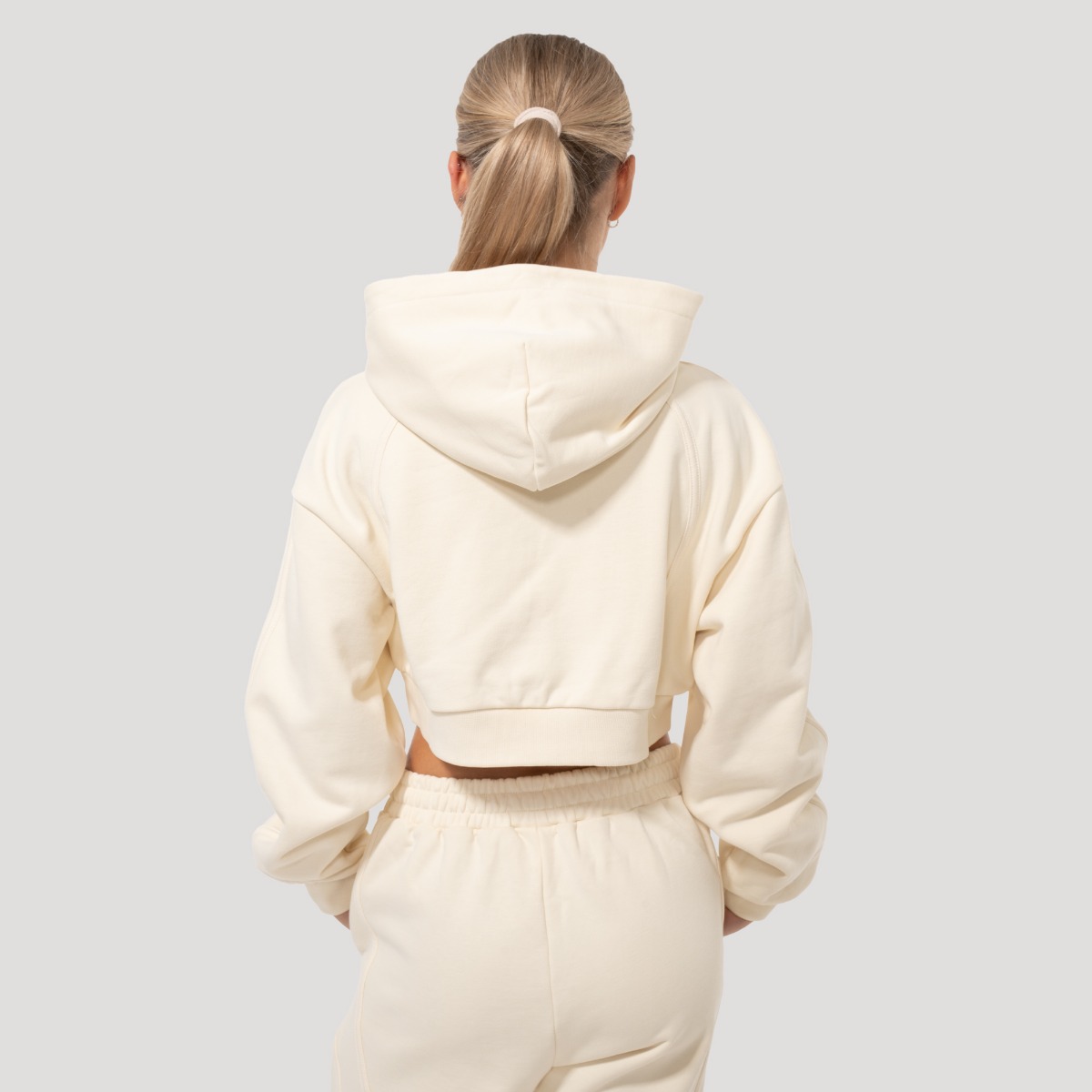 Hanorac pentru femei Cropped Mochi Cream - GymBeam