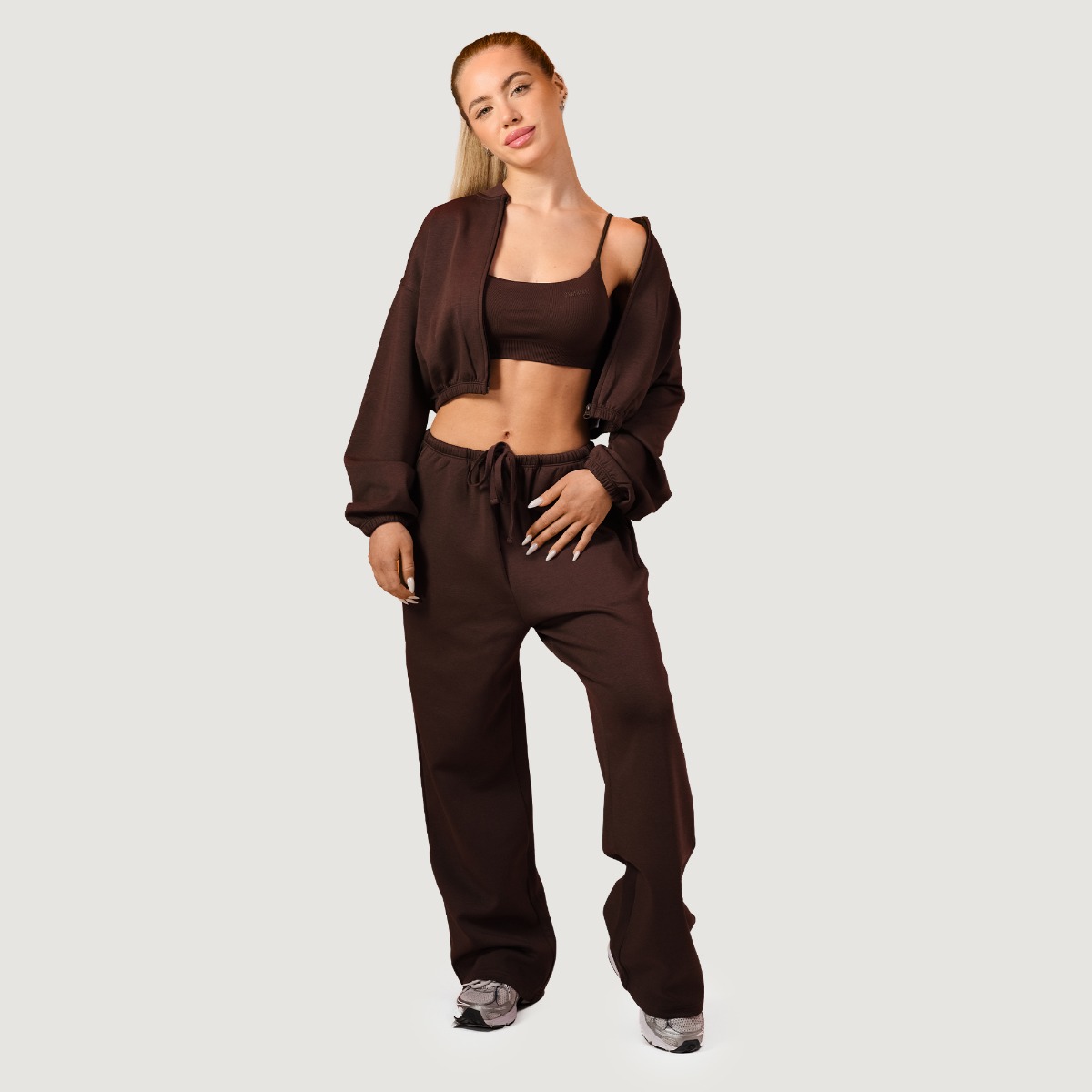 GymBeam Hanorac pentru femei Zip-Up NEO Mocha · záber 8