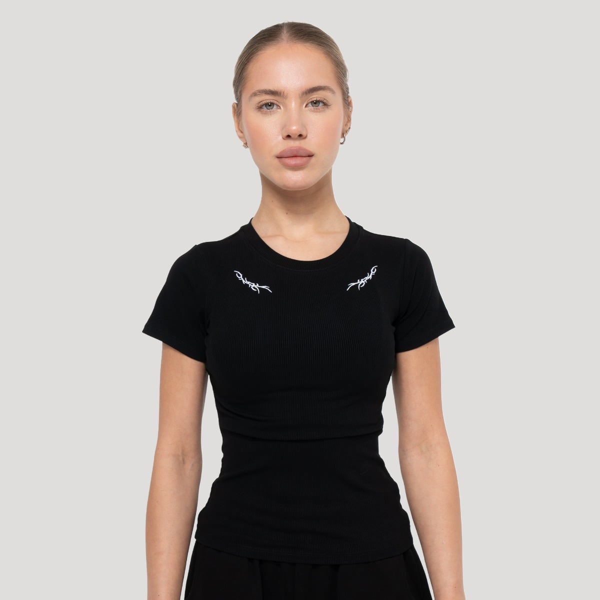 Tricou pentru femei Tribal Ribbed Black - GymBeam