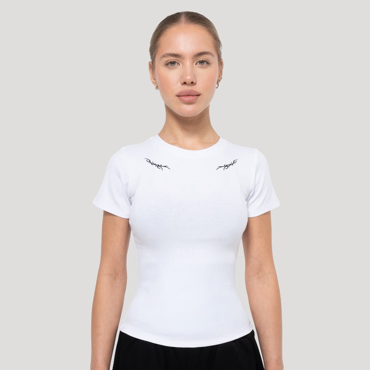 Tricou pentru femei Tribal Ribbed White - GymBeam