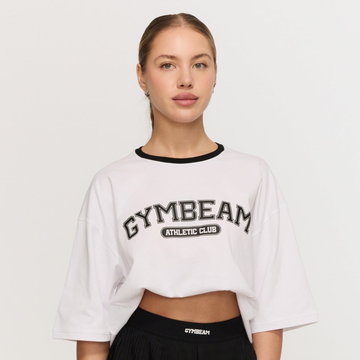 Tricou pentru femei Oversized Varsity White - GymBeam