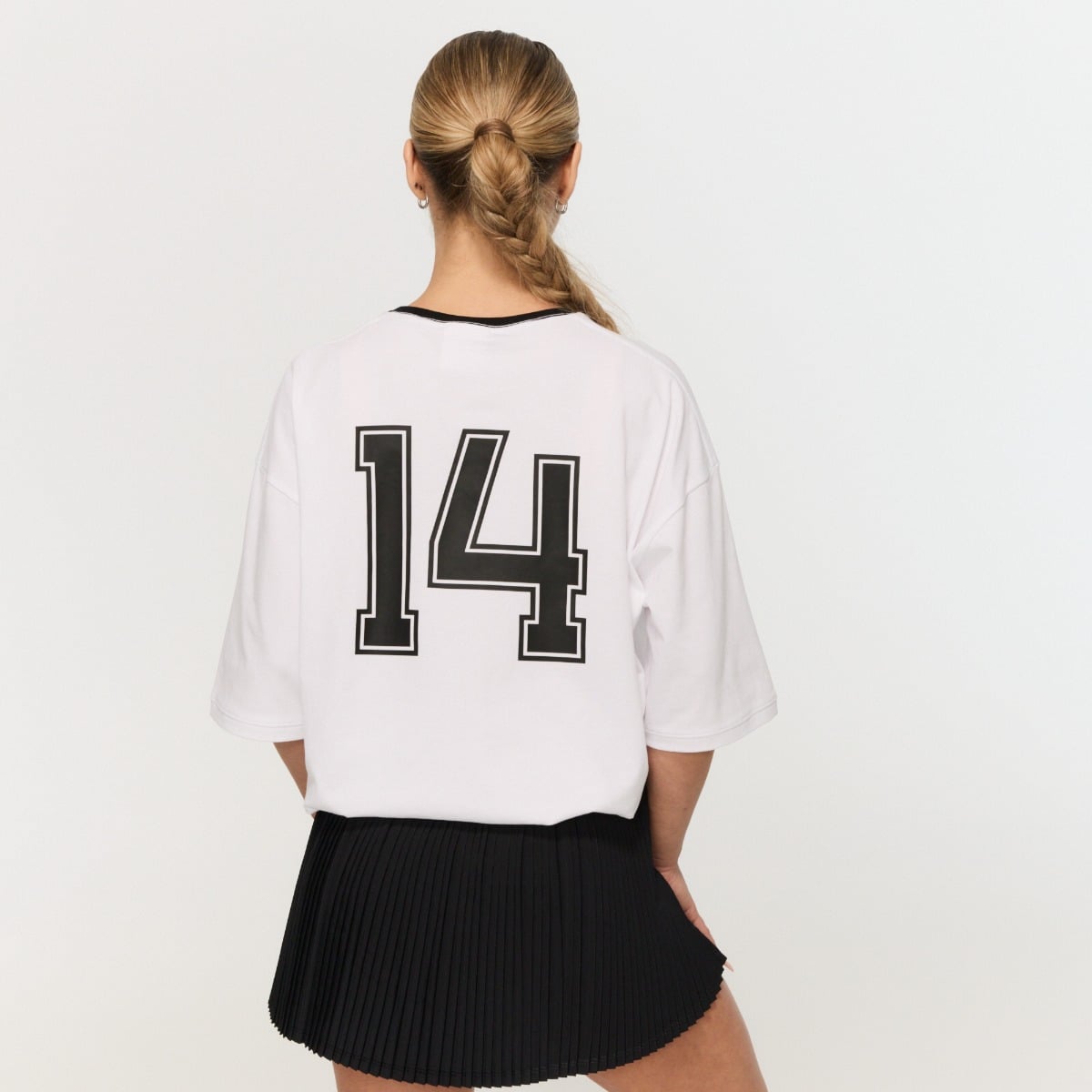 Tricou pentru femei Oversized Varsity White - GymBeam