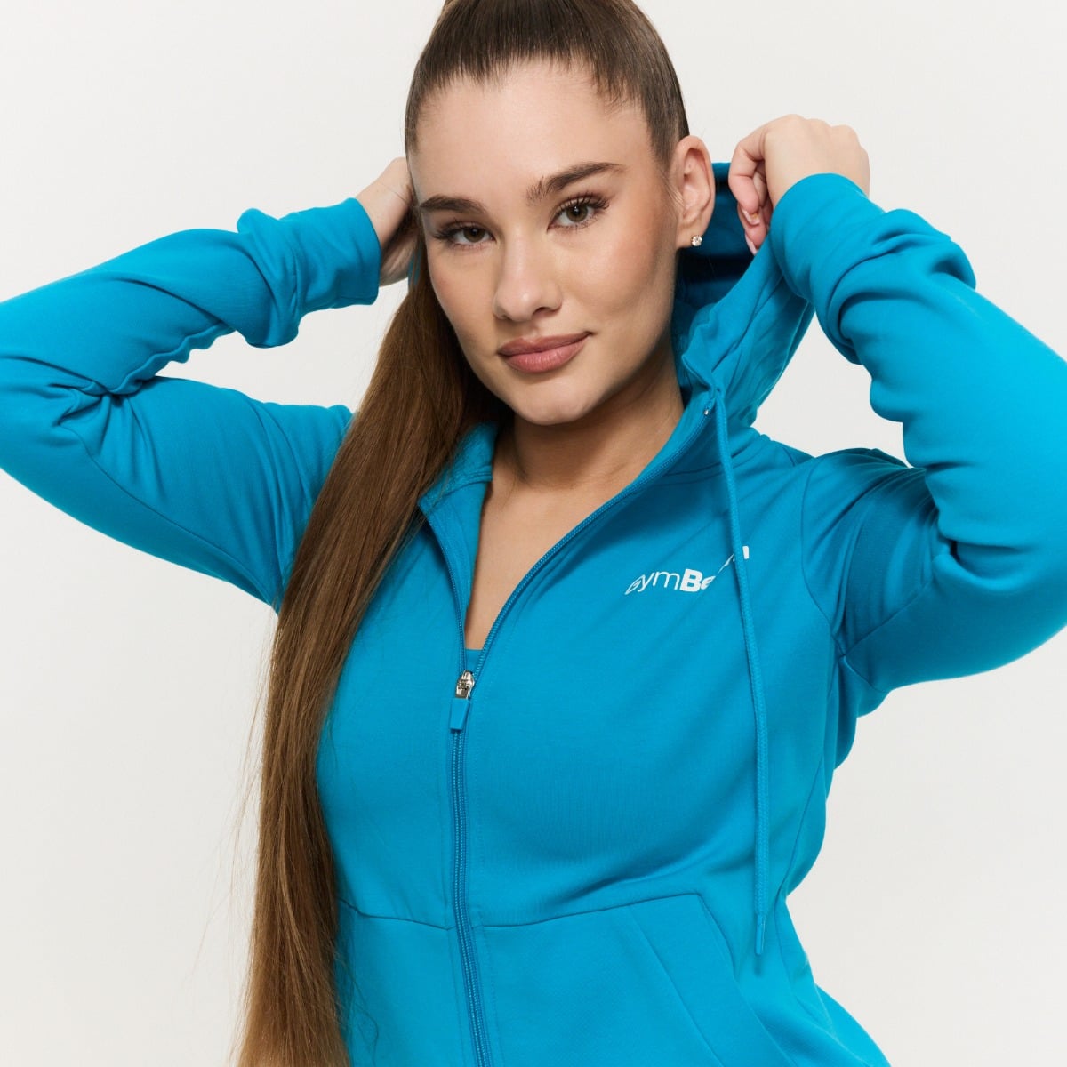 Hanorac cu fermoar pentru femei Limitless Aquamarine - GymBeam