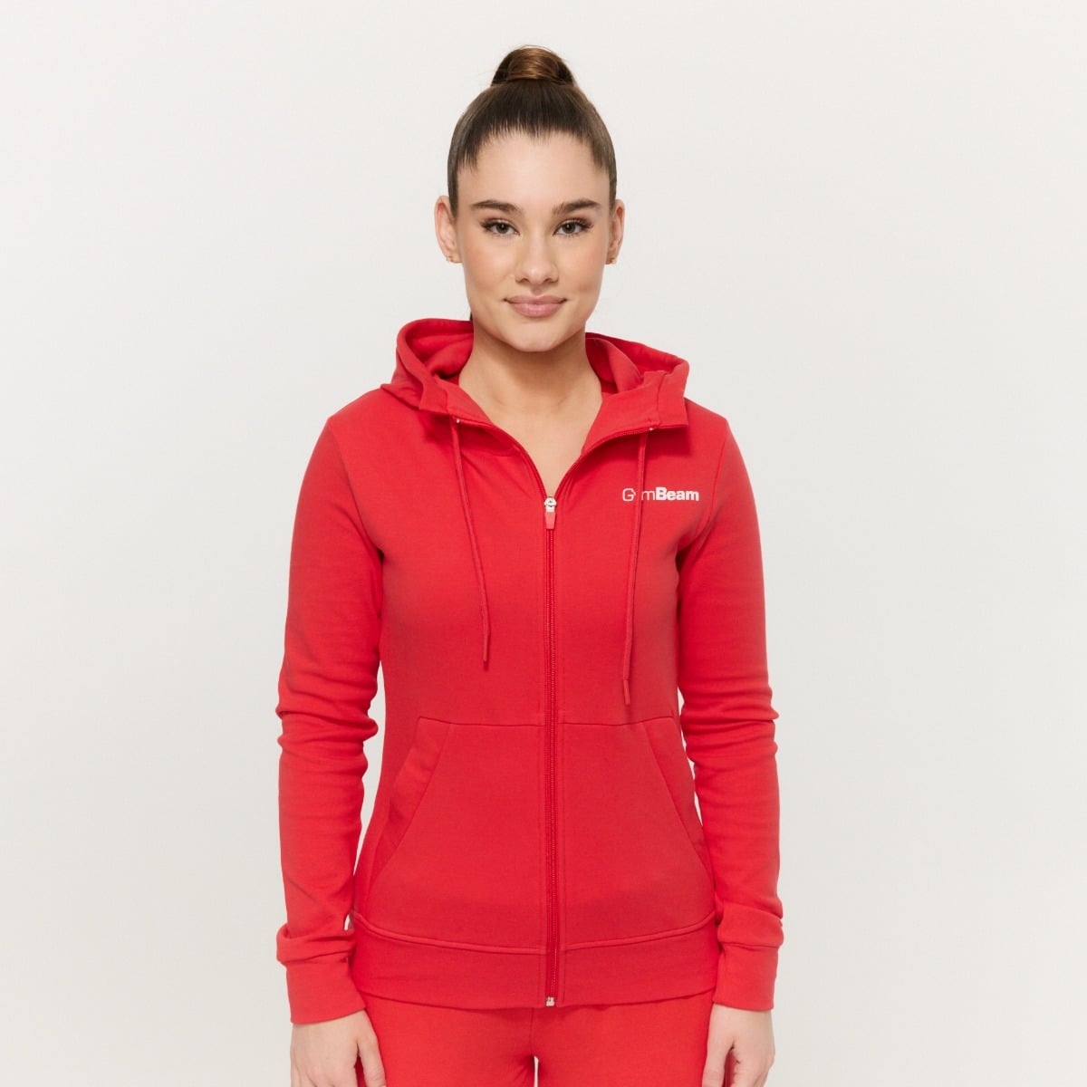 Hanorac cu fermoar pentru femei Limitless Hot Red - GymBeam