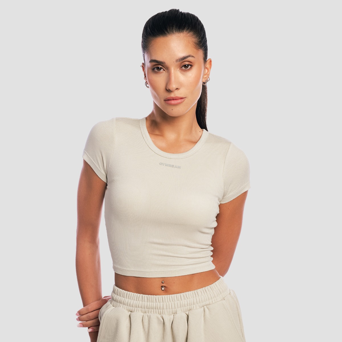 Tricou pentru femei Cropped Aura Grey - GymBeam