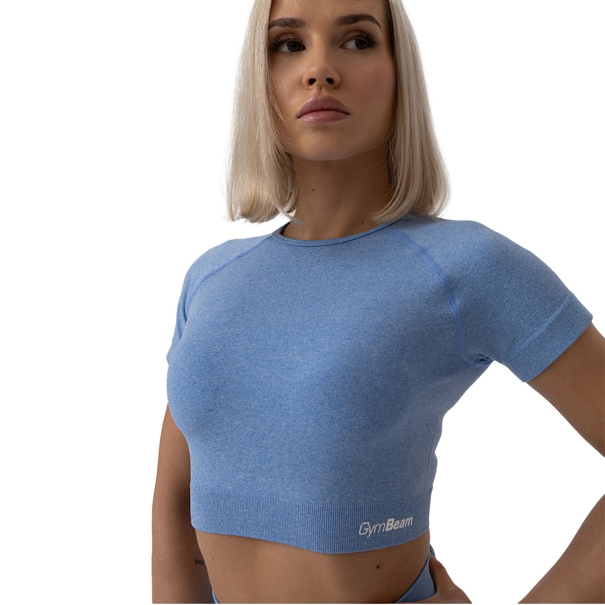 GymBeam Tricou pentru femei FLO Crop Top Blue · záber 7