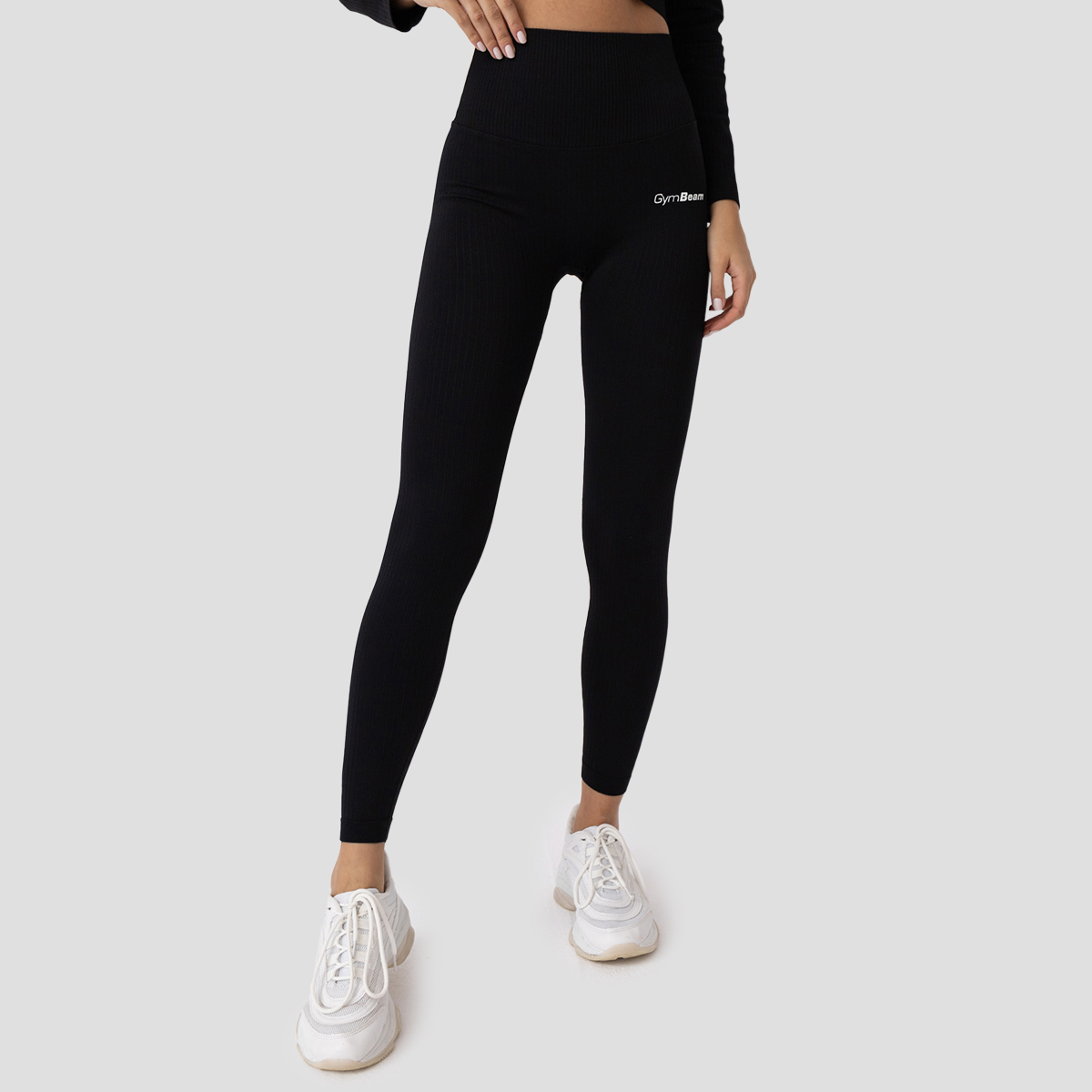 Colanți pentru femei Ribbed FLO Black - GymBeam