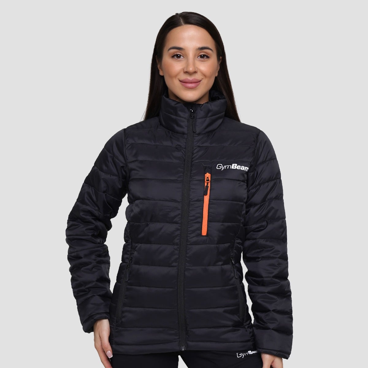 Geacă pentru femei Puffer Black/Orange - GymBeam