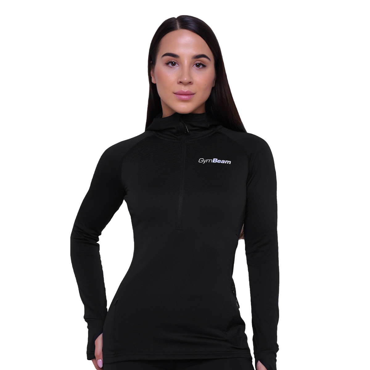 GymBeam Hanorac de alergare pentru femei 1/2 Zip Pulse Black · záber 7