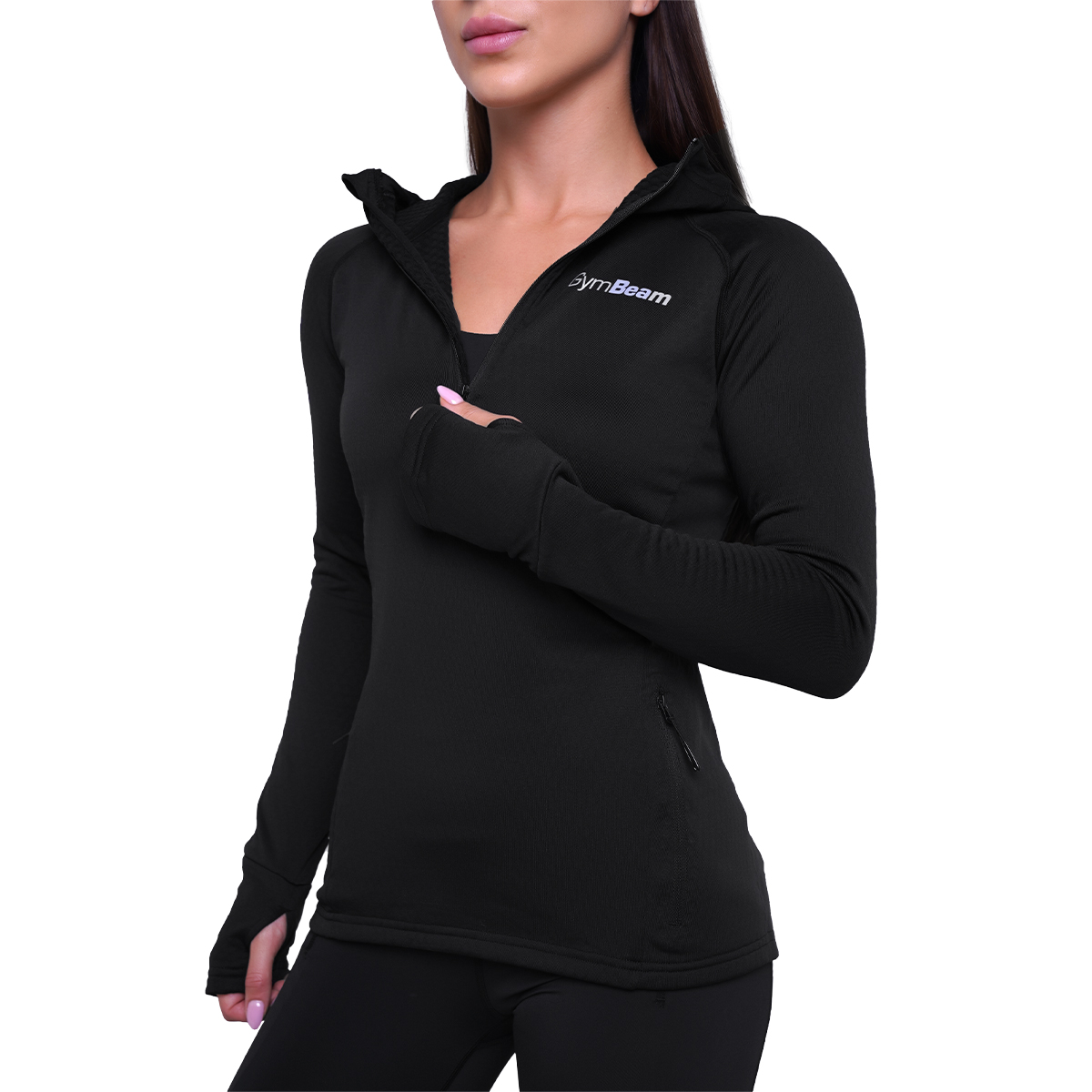 GymBeam Hanorac de alergare pentru femei 1/2 Zip Pulse Black · záber 9