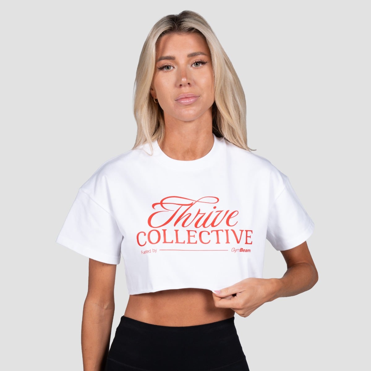 Tricou pentru femei cropped Thrive White - GymBeam
