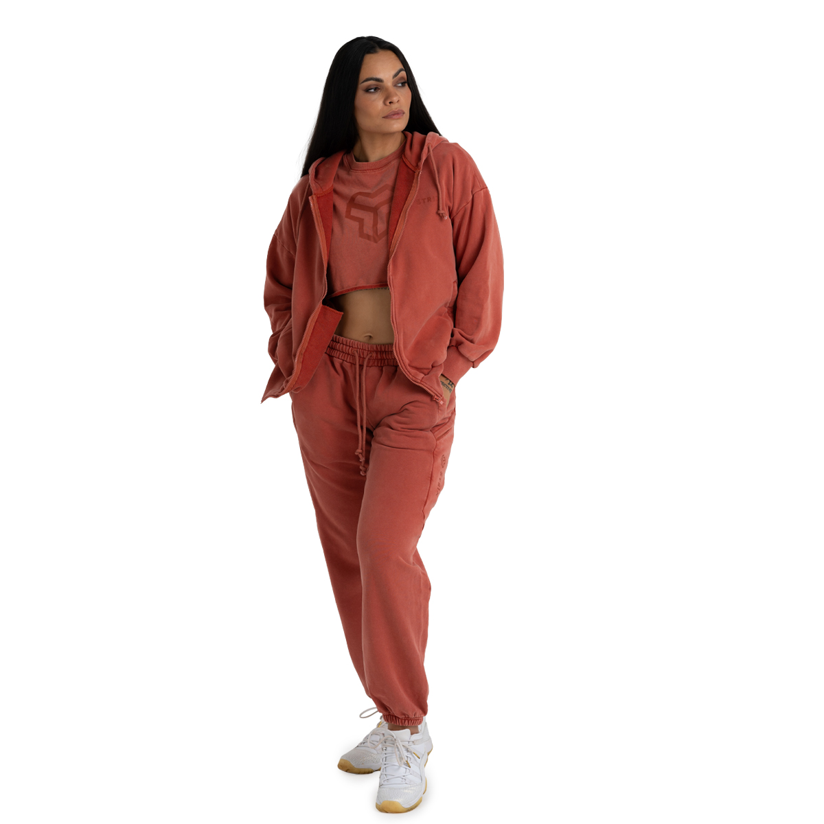 STRIX Hanorac pentru femei Zip Washed Terra · záber 10