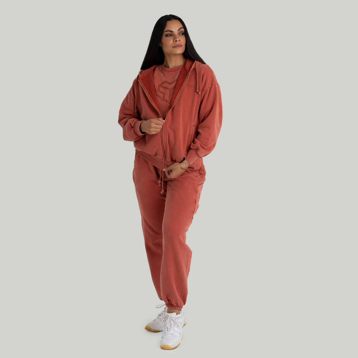 STRIX Hanorac pentru femei Zip Washed Terra · záber 6