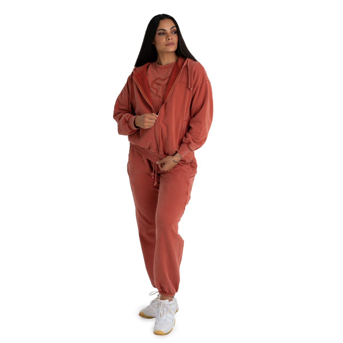 STRIX Hanorac pentru femei Zip Washed Terra · záber 12