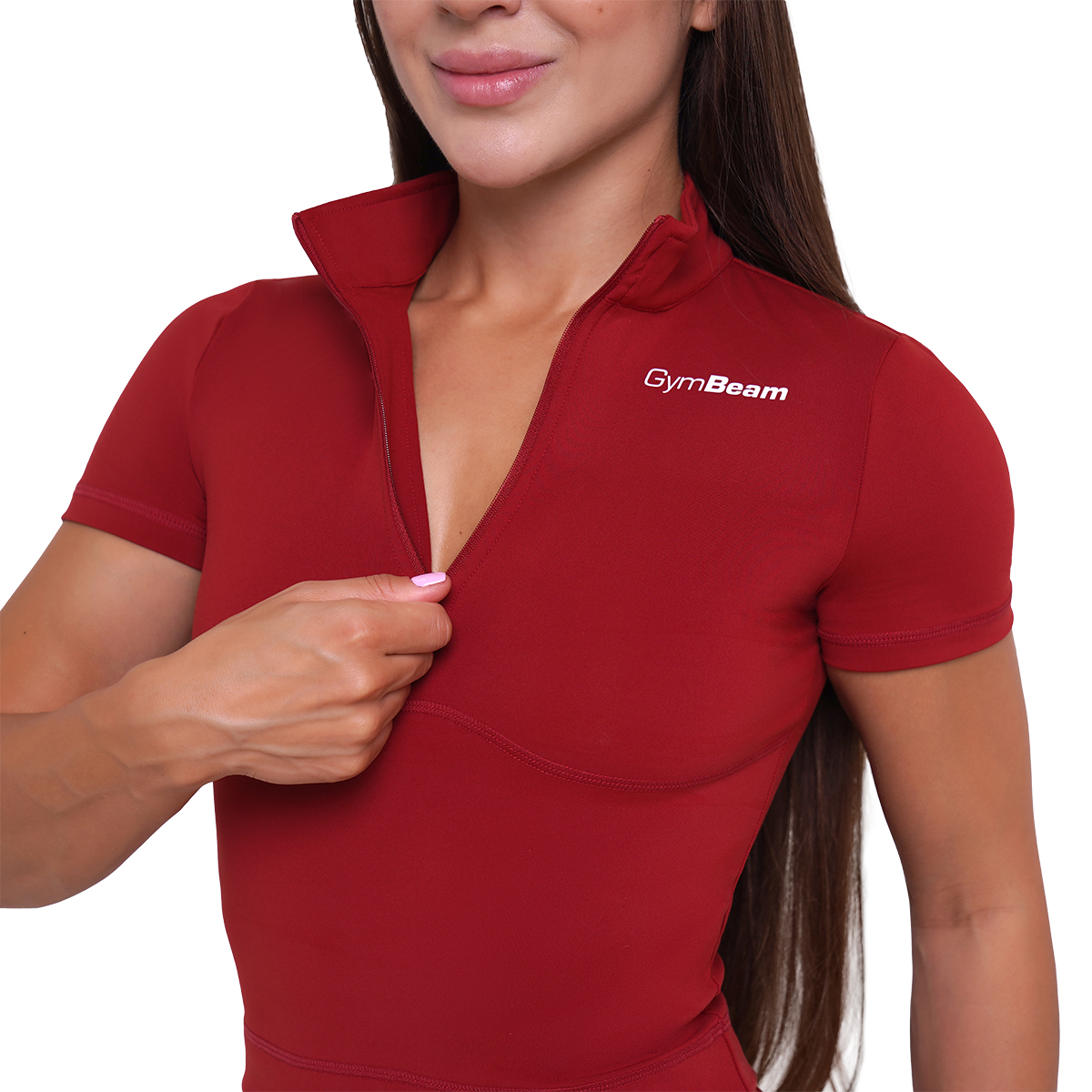 GymBeam Tricou pentru femei Cropped Ignite Dark Red · záber 7