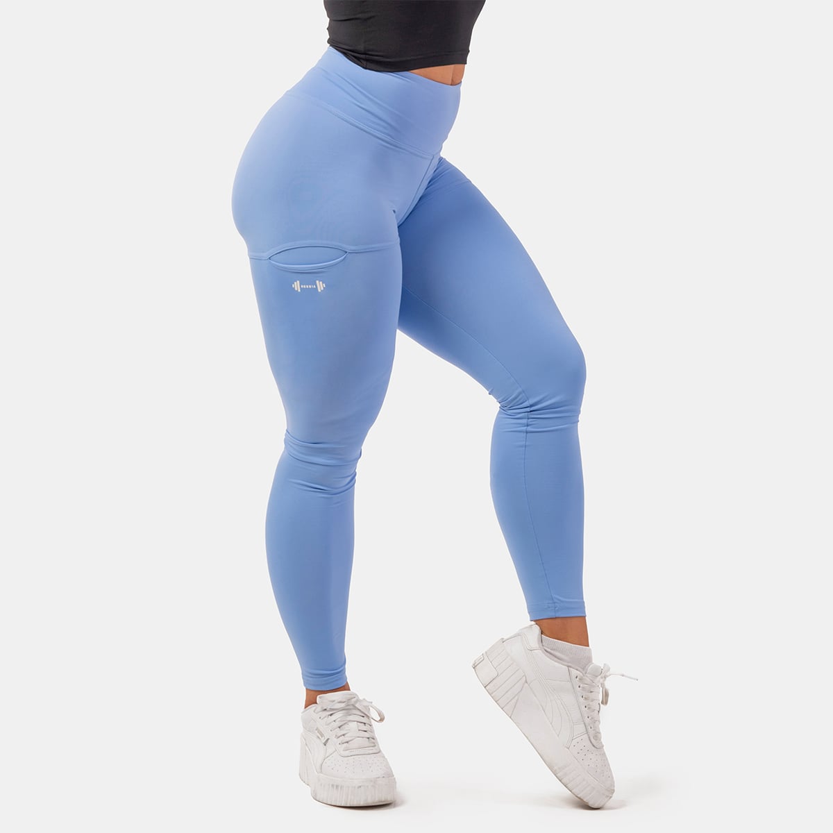 Colanți pentru femei Active High Waist Smart Pocket Light Blue - NEBBIA