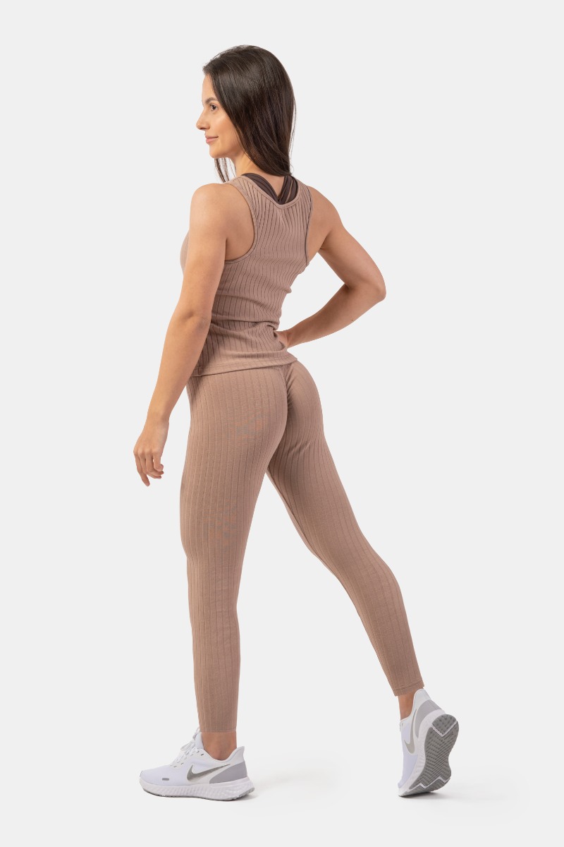 Colanți pentru femei Sporty Smart Pocket High-Waist Brown - NEBBIA