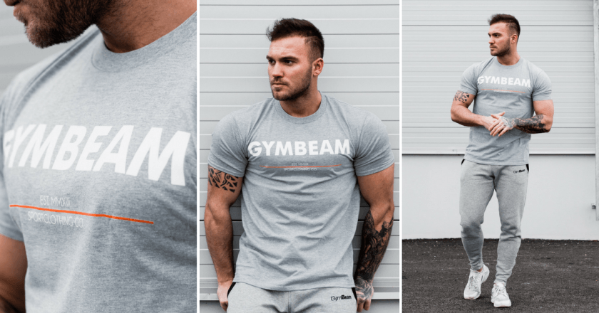 Tricou GymBeam Clear Grey White