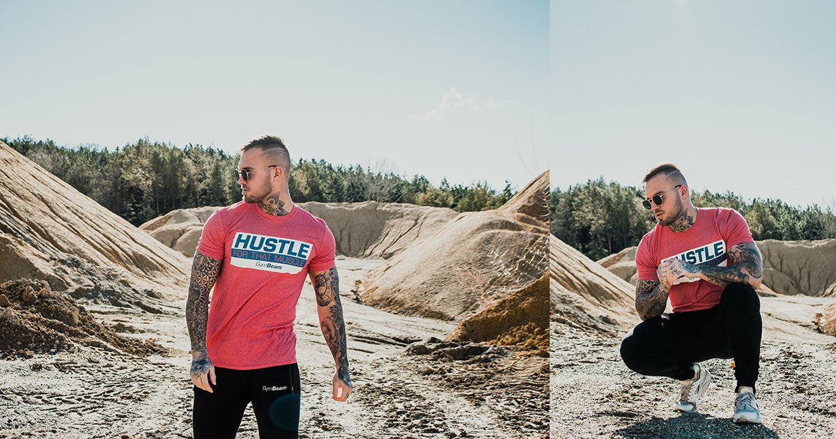 Tricou Hustle For That Muscle Heather Red - GymBeam
