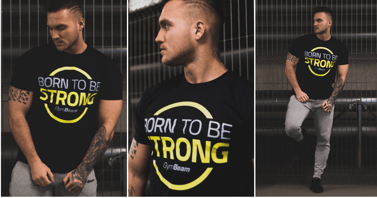 Tricou Born To Be Strong Black Gold - GymBeam