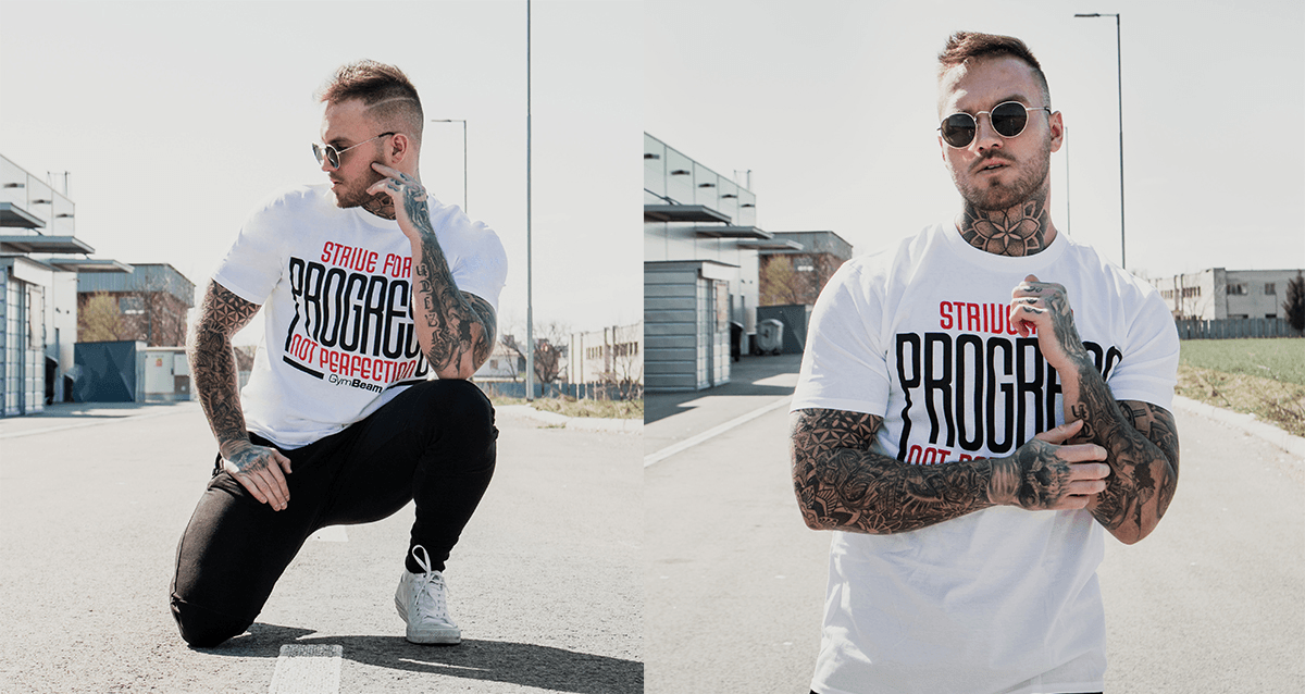 Tricou Progress White - GymBeam