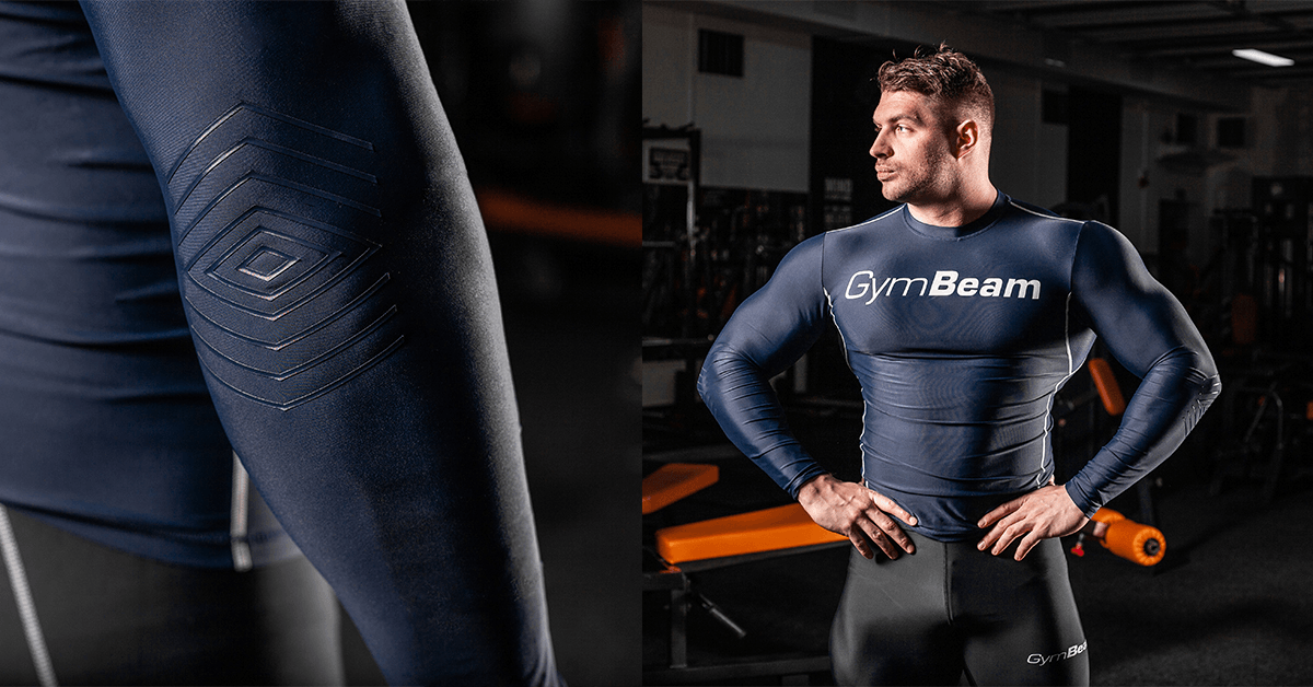 Tricou de compresie Spiro Blue/White - GymBeam