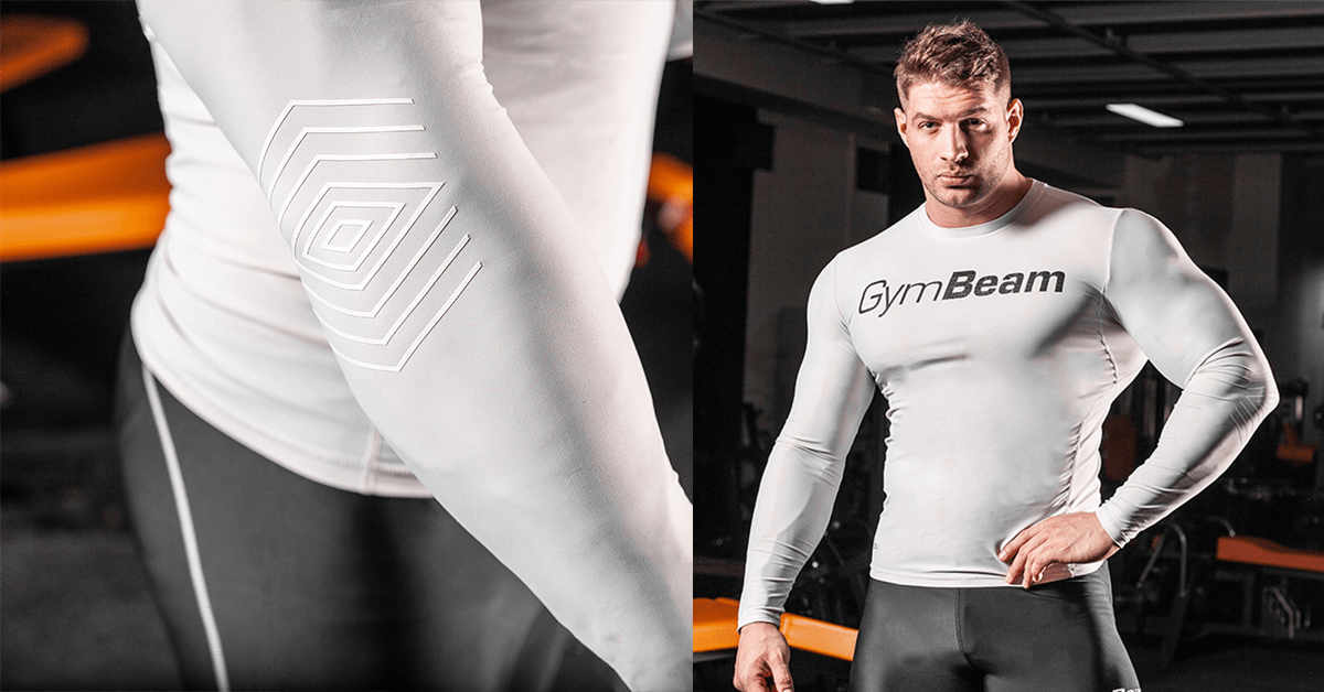Tricou de compresie Spiro White/Black - GymBeam