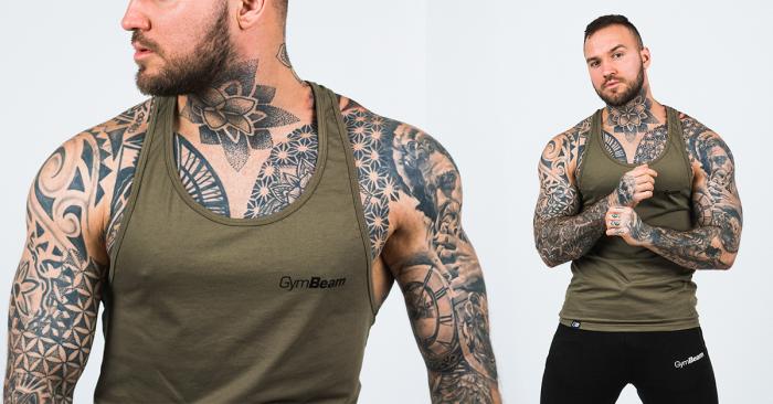 Maiou Stringer Tank Top Heather Olive Green - GymBeam