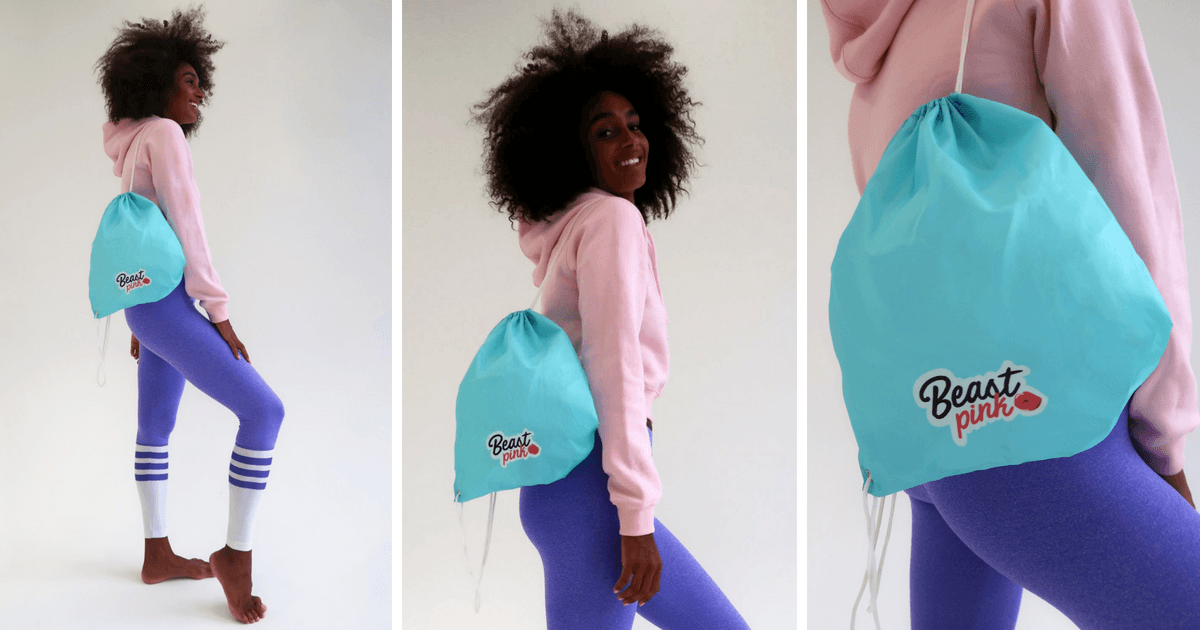 Rucasc cu șnur String Bag Turquoise - BeastPink