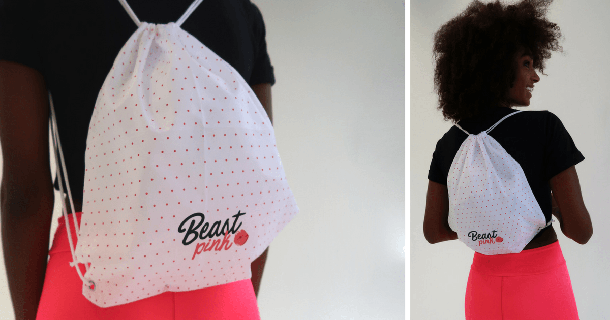 Rucsac cu șnur String Bag White - BeastPink 